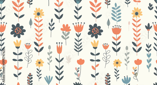 Tropical sunset floral pattern with warm tones and exotic blooms creating a vibrant and atmospheric design