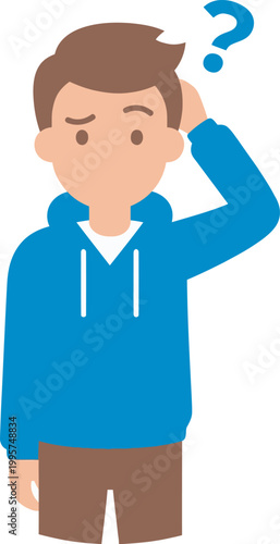 Confused man scratching head with question mark