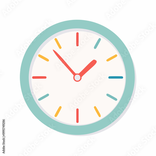 Simple illustration of a clock face with red hands