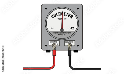 Analog DC Voltmeter with Connection Wires