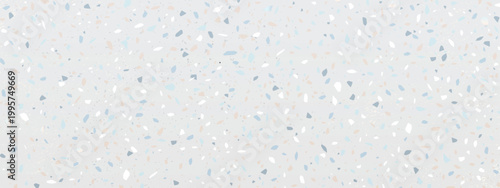Terrazzo pattern floor with marble chips, stone fragments and elegant mosaic texture, realistic vector background. Modern interior design in classic terazzo style with white, blue and beige particles