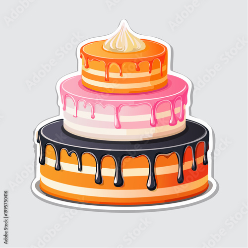 Three-Tiered Cake with Drips and Swirl