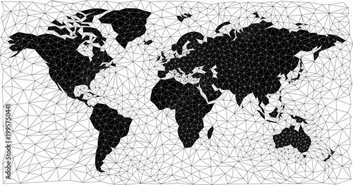 Triangles world map background illustration of world map made up of mesh of triangle shapes