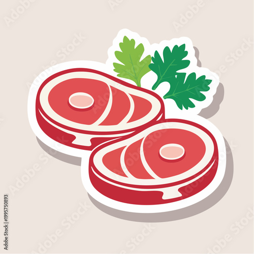 Two Raw Steaks with Parsley Garnish