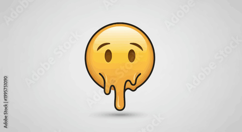 Melting yellow smiley face emoji illustration representing heat or burnout.