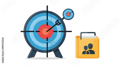 Marketing concept for strategic customer targeting and reaching business goals.