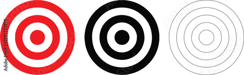 Target Circle Icon Set Vector – Bullseye Aim Focus Symbol Collection