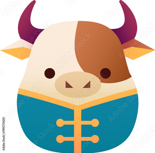 Cute cow daruma