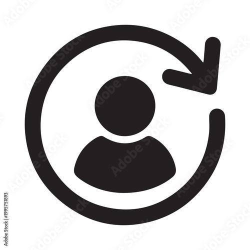 User account refresh icon with circular arrow circular refreshing updating reloading repeating resetting rebooting restarting returning