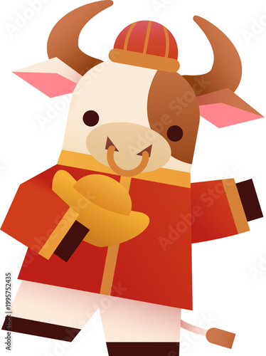 Cow holds a golden ingot