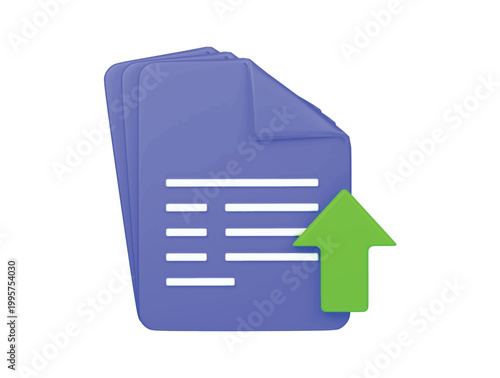 document upload file icon 3d render illustration isolated
