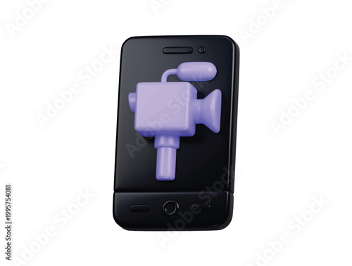 video recording app icon 3d render illustration isolated
