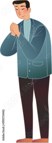 Man salutes with the hands folded