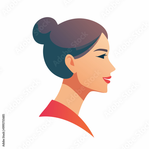 Stylized Profile of a Woman with Hair Bun