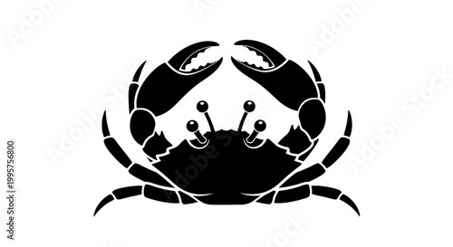 Black Crab Silhouette Icon Vector Graphic Illustration