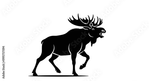 Majestic Moose Silhouette, Wildlife Animal Icon, Nature Graphic