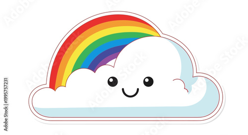 Cute Rainbow Cloud Cartoon Sticker