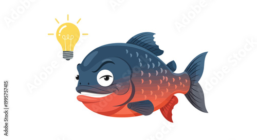 Clever Piranha Fish With Light Bulb Idea
