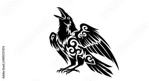 Tribal Raven Tattoo Design