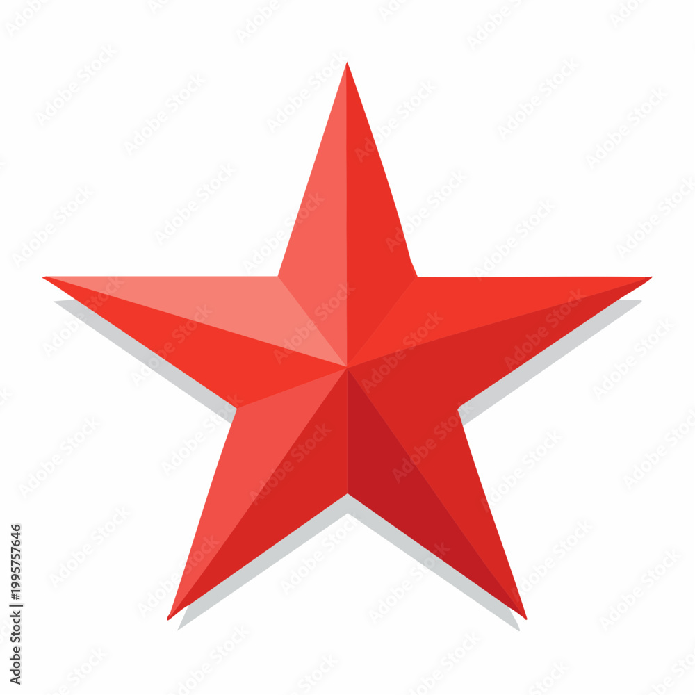 Obraz premium Red Five-Pointed Star with Shadow