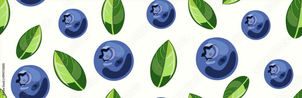 Obraz premium Blueberries seamless pattern. Berries texture. Food vector. Dessert wallpaper. Blueberries vector background. Hand drawn