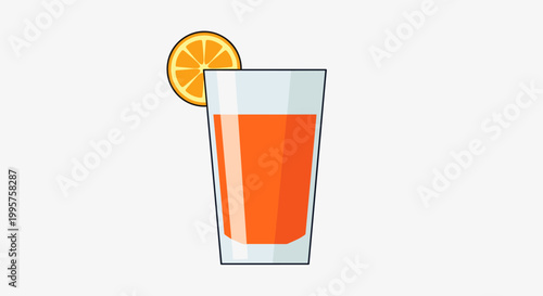 Simple illustration of a refreshing orange drink in a glass with a citrus slice garnish.
