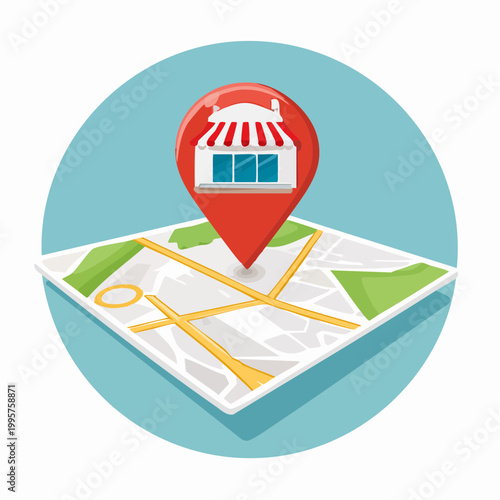 Location Pin with Storefront on Map