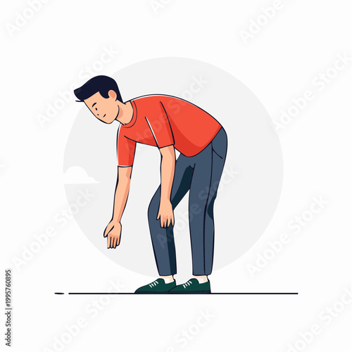 Man Bending Down to Pick Something Up