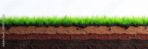 Cross-section view of soil layers, showing grass and erosion , plant, grass, agriculture