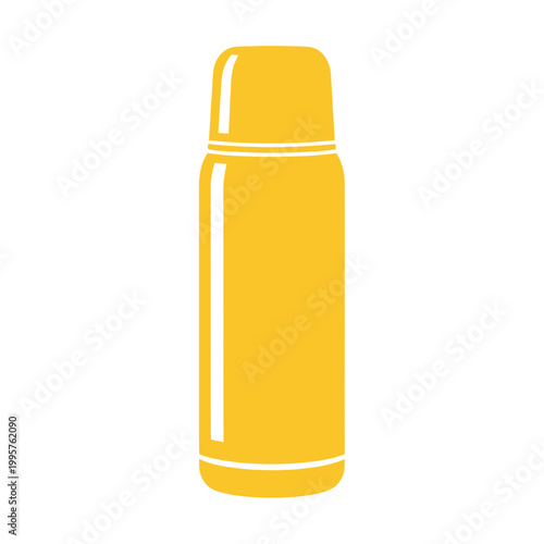 Yellow Thermos Flask Icon Isolated on White Background, Vector Illustration