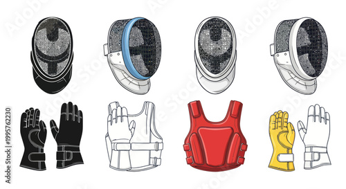 Fencing Gear Set: Masks, Gloves, and Body Protectors