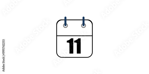 Hollow out calendar icons isolated on white background. Calendar icon with specific day. Day 11 marked on the calendar.