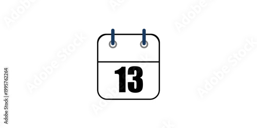 Hollow out calendar icons isolated on white background. Calendar icon with specific day. Day 13 marked on the calendar.