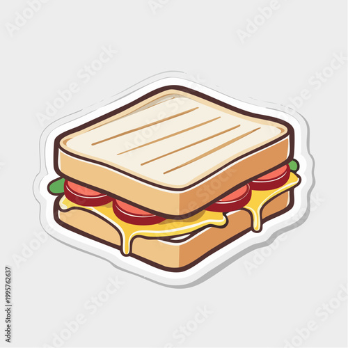 Toasted Sandwich with Melted Cheese and Sliced Tomatoes