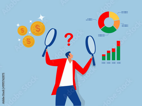 Businessman compare between value and growth stock in his hand.Value stock vs growth stock, comparison between investing.Style and Asset Earning vector