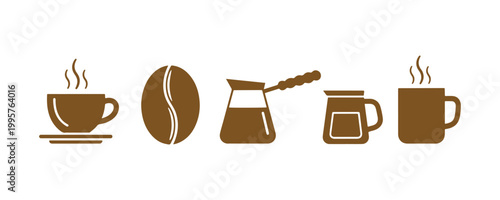 Coffee emblems featuring a white background
