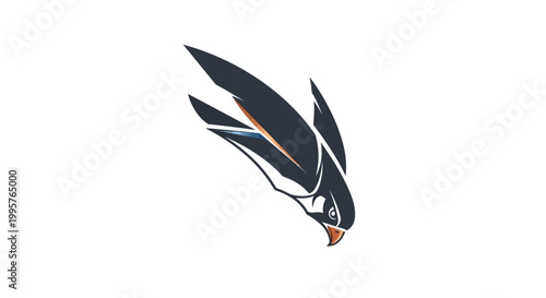 Stylized Swift Bird Logo, Abstract Design, Minimalist Animal Icon