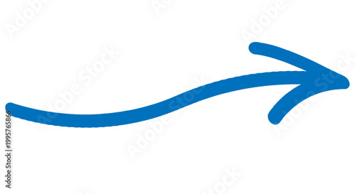 Hand drawn isolated blue arrow marker | Expressive brush direction shape | Marker line scribe sketch element