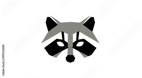 Geometric Raccoon Face Logo Icon, Minimalist Animal Vector Art