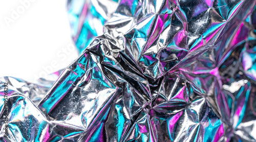 Y2K Chrome Iridescent Holographic Foil Texture with Deep Creases