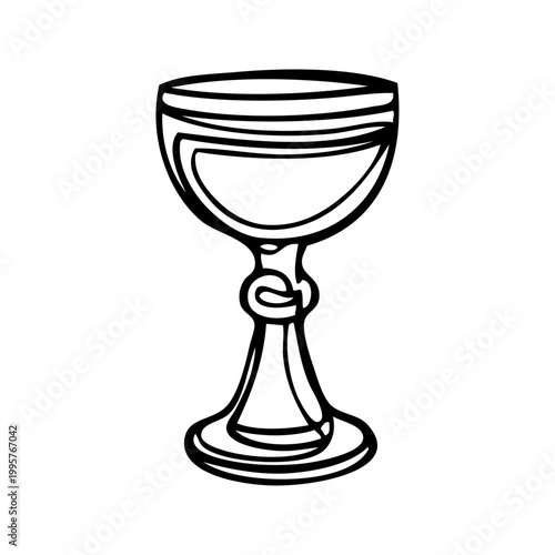 Símbolos religiosos católicos. Logotipo con dibujo minimalista con línea única de un cáliz de comunión 