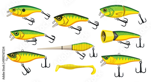 Collection of fishing lure models.