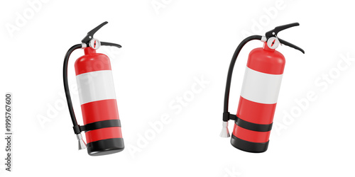 3D Cartoon Fire Extinguisher Set on Black