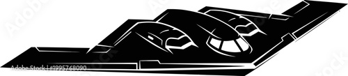 B-2 Spirit Stealth Bomber Side View Black Silhouette Vector Illustration