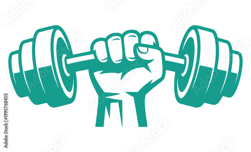 Person lifting colorful dumbbell barbell