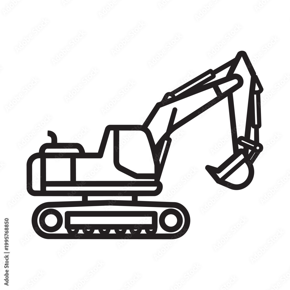 Naklejka premium Excavator icon vector on trendy design
