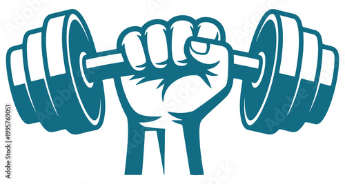 Strong hands lifting heavy barbell dumbbells