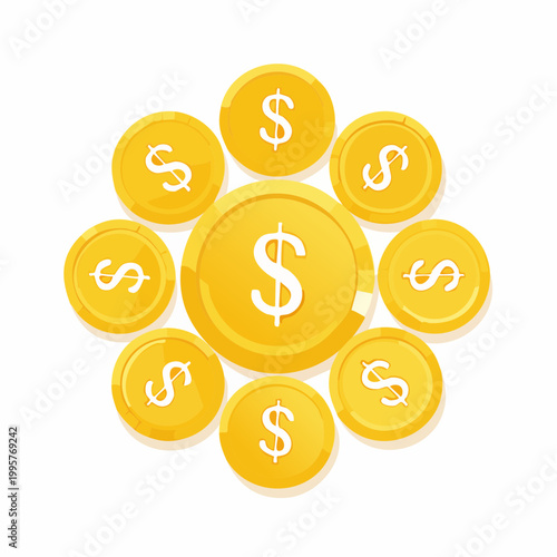 Golden Coins with Dollar Sign