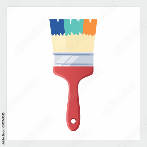 Flat Paint Brush with Colorful Bristles