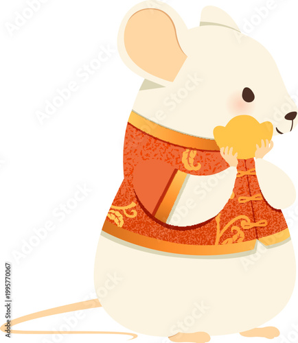 White mouse with gold ingot